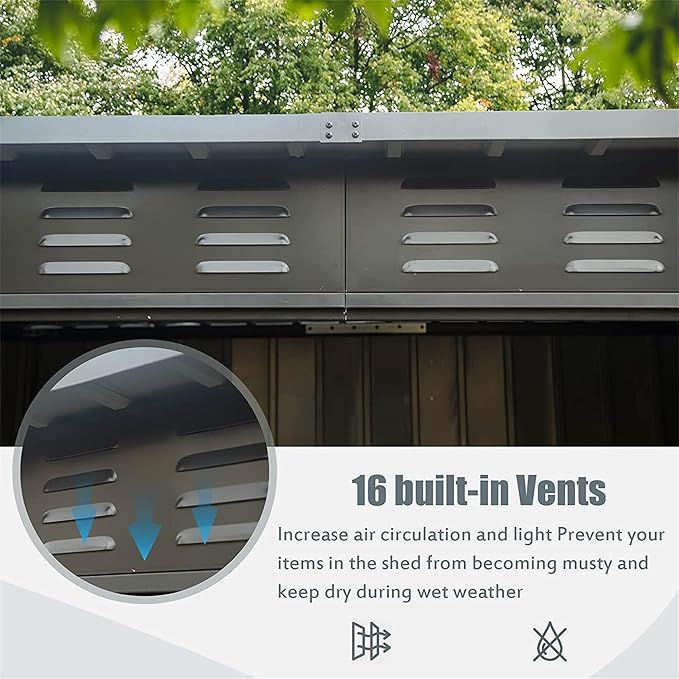 IKERY Galvanized Steel Garden Shed 6' x 4' - Image 3