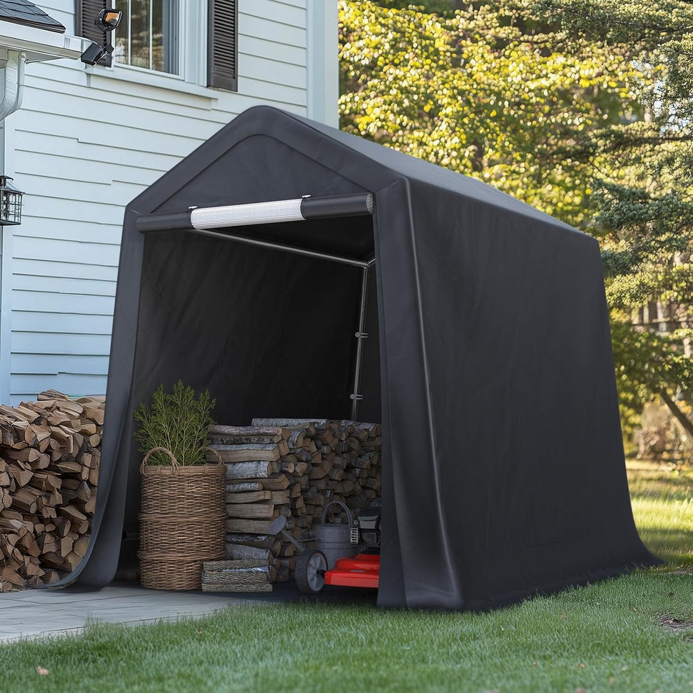ADVANCE OUTDOOR 6x8 ft Outdoor Portable Storage Shelter Shed with 2 Roll up Z...