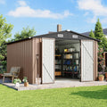10x12 FT Outdoor Storage Shed Heavy-Duty Galvanized Steel Metal Garden Shed