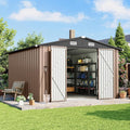 10x12 FT Outdoor Storage Shed Heavy-Duty Galvanized Steel Metal Garden Shed by Breezestival
