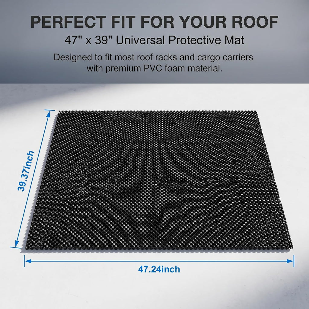 1 PC Roof Rack Pad, 51"x43" Rooftop Cargo Bag Mat, PVC Roof Non-Slip Rug Pad, Universal Multi-Purpose Rooftop Storage Bag Protective Mat, for Most Cars, Trucks, SUVs (Black)