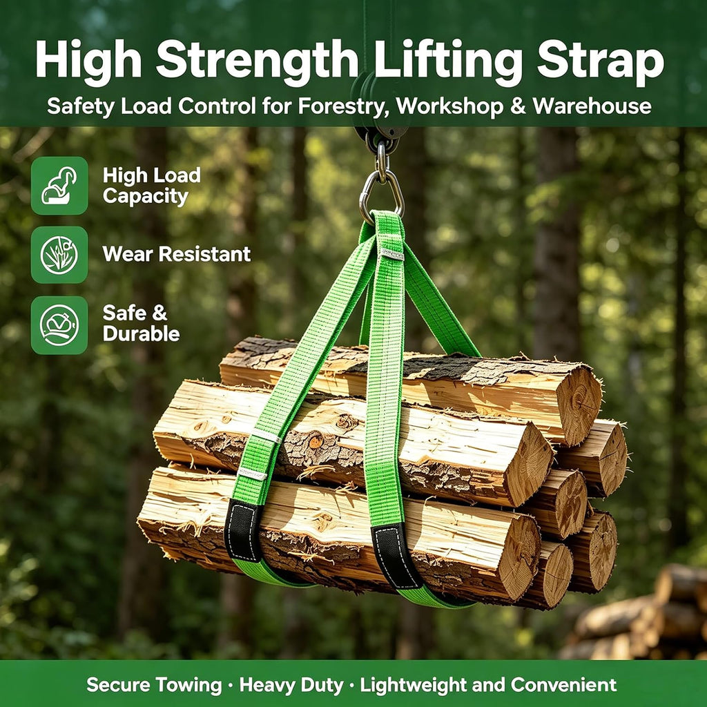 HENBOW Lift Sling Straps|2" × 6.5' Web Sling Strap with 4400Lbs Safety Work Load and 17600Lbs Breaking Load| Recovery Strap for Hoist Car Tree Saver Winch Recovery(2 Pack)