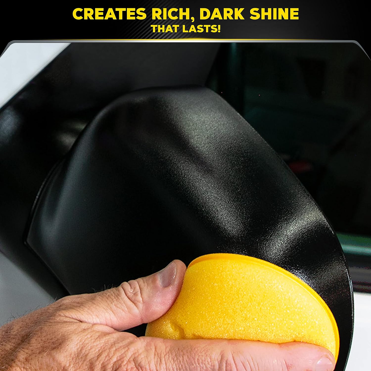 Meguiar's Ultimate Black Plastic Restorer, Durable Car Restorer for Faded Black Plastic, Vinyl, and Rubber, Restores Deep Color and Shine, for Car Guys, 12 Oz