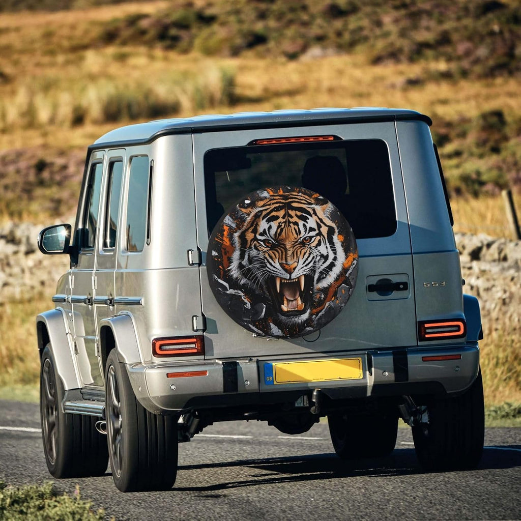 Spare Tire Cover for RV Camper, Tiger Animal Tire Cover Protectors, Weatherproof Universal Wheel Cover for RV Travel Trailer Camper Truck 16in
