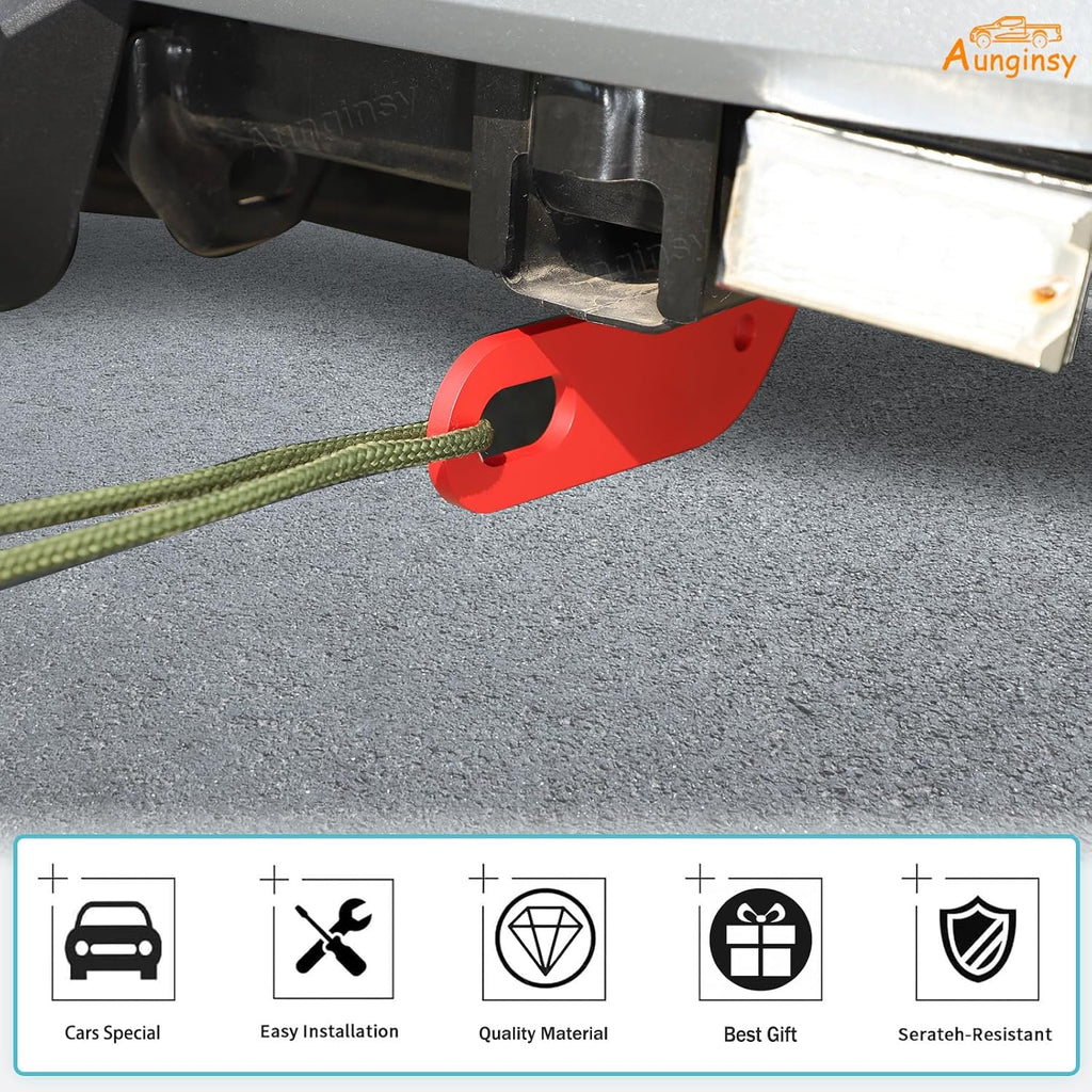 Aunginsy 1PCS Rear Tow Hitch Receiver Hook Compatible with Toyota Tacoma 2024 2025 2026, Car Rear Bumper Trailer Ring Towing Tow Hook Recovery Point Screw Trailer Hitch Exterior Accessories, Red