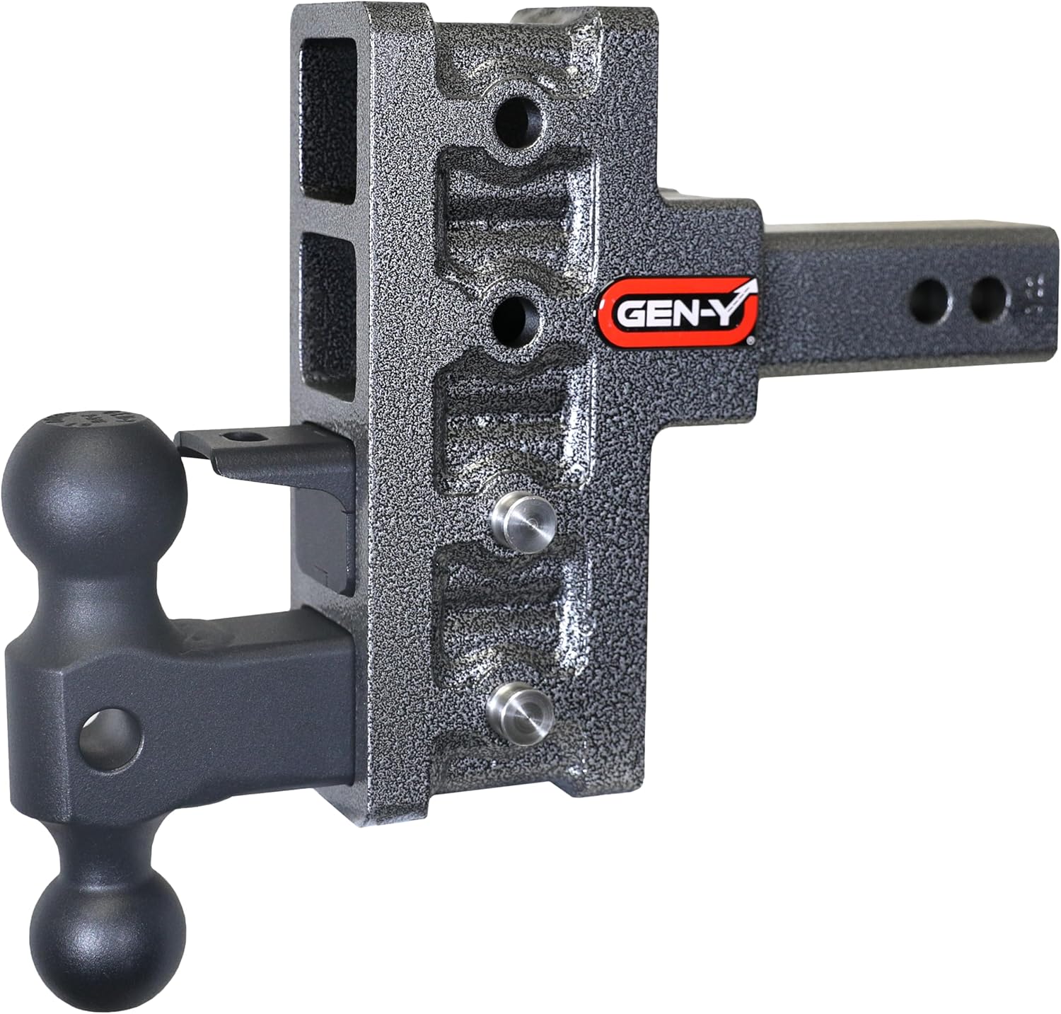 GEN-Y Hitch Offset Tow Hitch for 2" Receiver - 2.5" Rise/5" Drop with 4 Adjustable Positions, Includes Dual Ball Mount, Pintle Lock and Pins, 10,000 lbs Towing Capacity, 1,500 lbs Tongue Weight