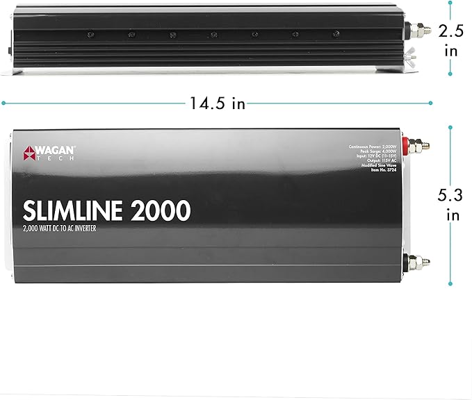 Wagan EL3724 2000W Slim Line AC to DC Power Inverter 2000W TrueRated Continuous - Image 3