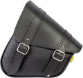 Willie & Max Black Synthetic Leather Small Motorcycle Swingarm Bag for Softail/Triangulated Swingarm Models - Chrome Buckles - Made in USA [59776-00]