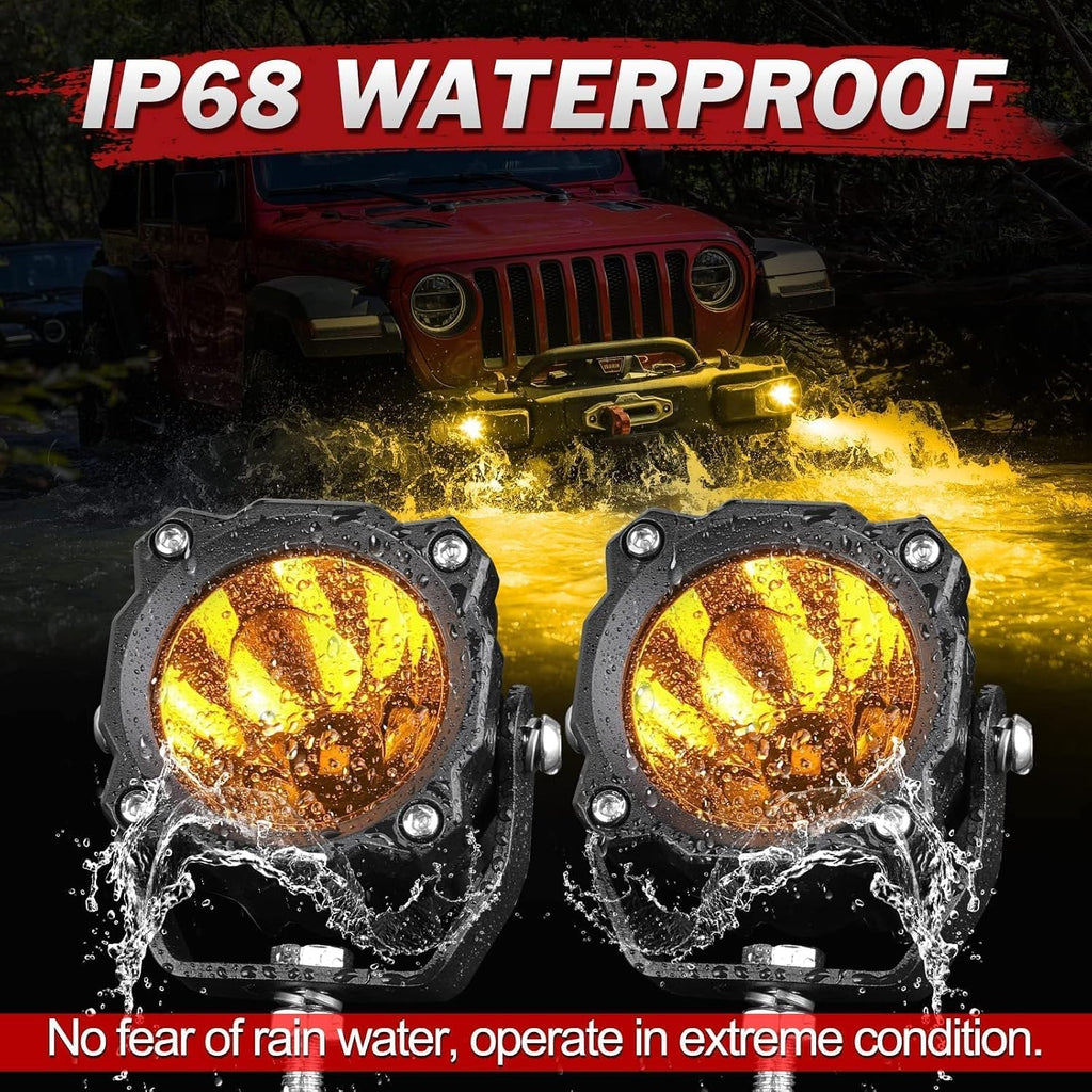 amber led pods round led fog light pods, side view