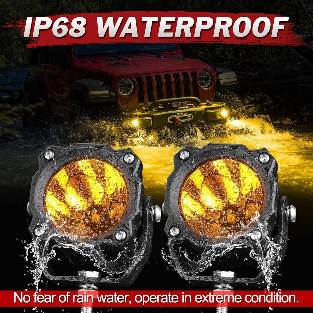 amber led pods round led fog light pods, side view
