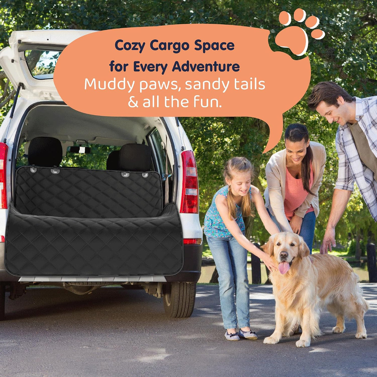 dog car seat cover for back seat, dog, front angle view