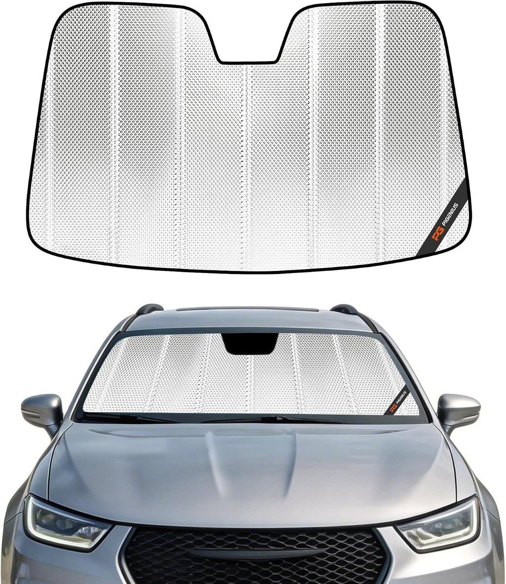 Pigenius Windshield Sun Shade for 2017-2025 Chrysler Pacifica/Hybrid, 2021-2025 Voyager. Front Window Sunshade with Storage Bag