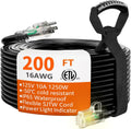 HUANCHAIN 16/3 Gauge 200 ft Extension Cord Outdoor Waterproof