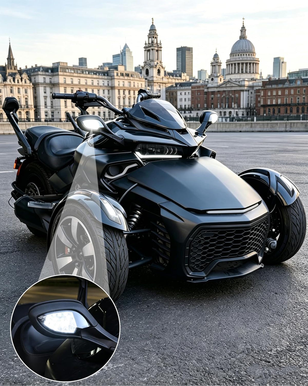 SAUTVS LED Side Mirror Lights for Spder F3, LED Side Mirror Accent Auxiliary Lights Kit with Yellow Turn Signals for Can-Am Spyder F3 F3-S 2013-2026 Accessories (2PCS)