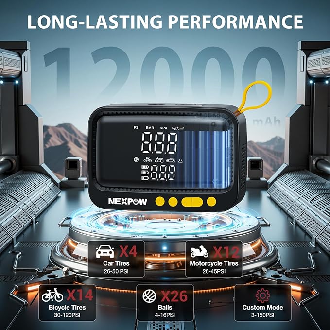 NEXPOW Tire Inflator Portable Air Compressor, 150 PSI Cordless Air Pump - Image 3