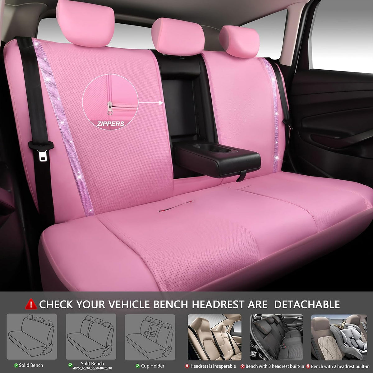 car pass bling diamond car seat covers full showing dimensions