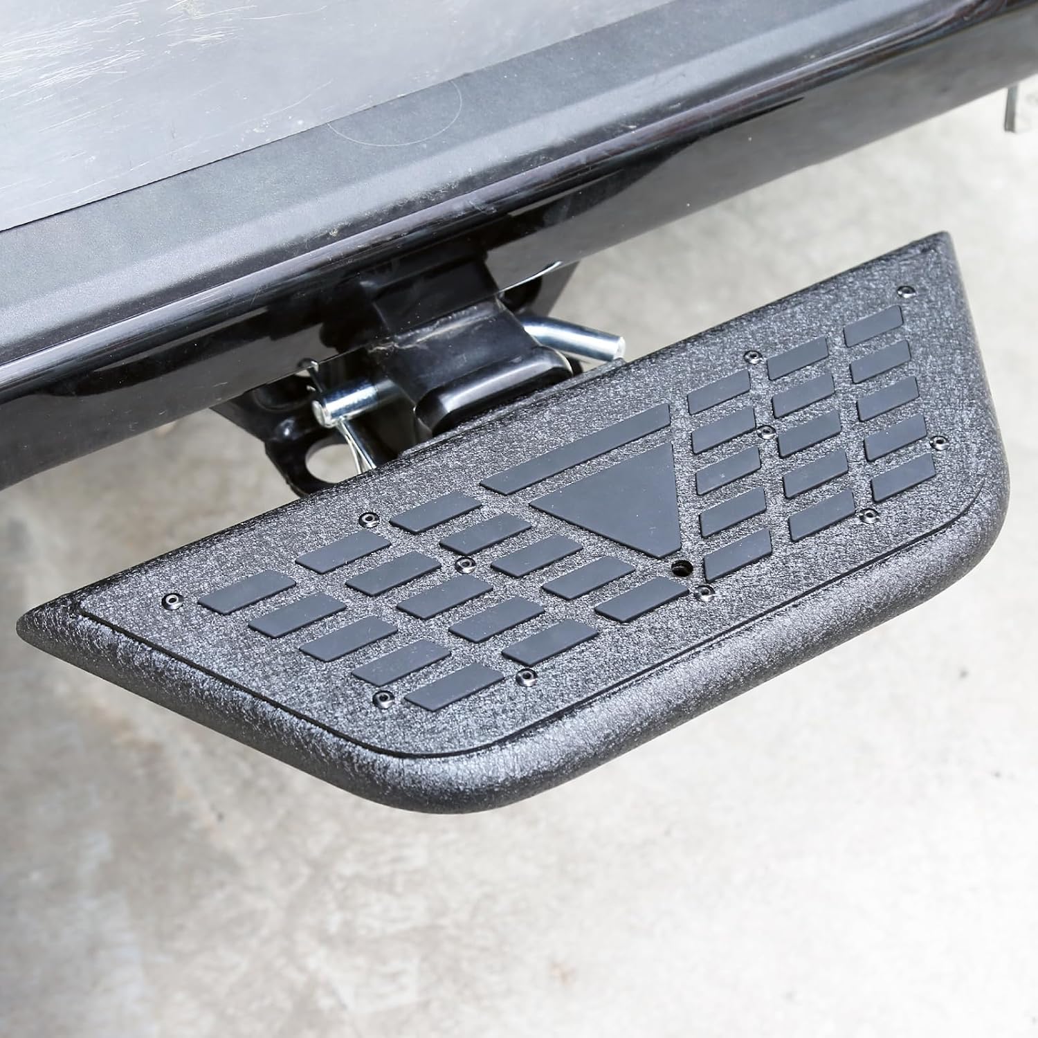 Universal Hitch Steps for Pickup Truck - Anti-Slip Solid Trailer Hitch Step for 2 Inch Receiver Hitch Accessories Rear Bumper Guard Protector for Car SUV ATV Upgraded Textured Black with Pin Lock