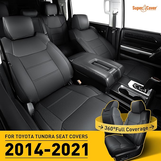 Super Cover for Toyota Tundra Seat Covers 2014-2021, Full Covered Black Seat - Image 9