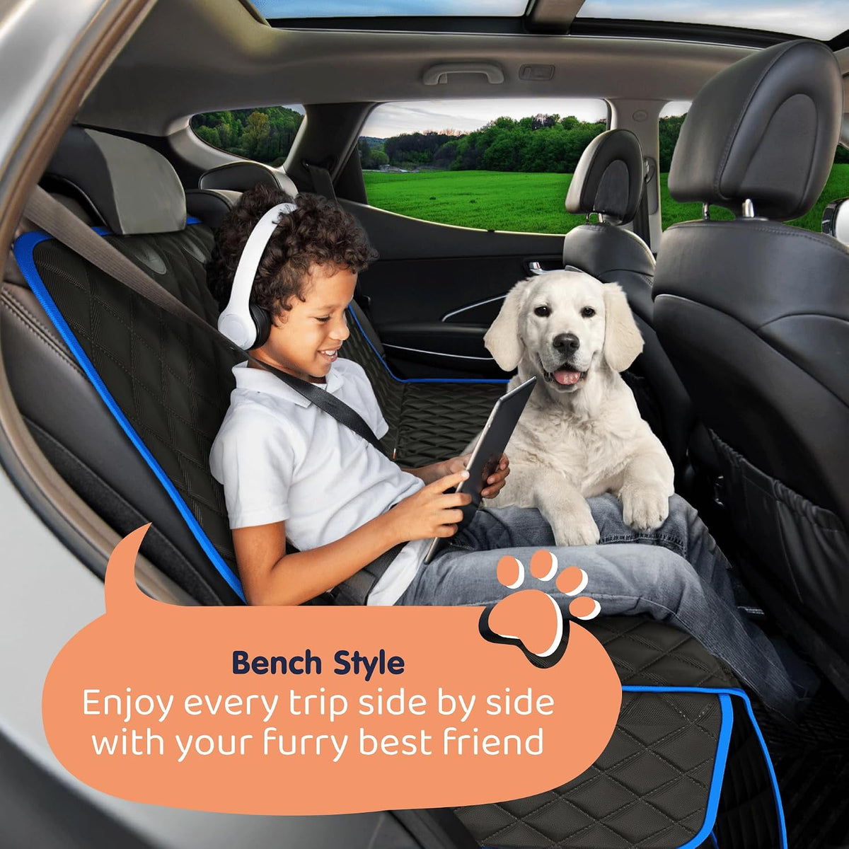 dog car seat cover for back seat, dog showing dimensions