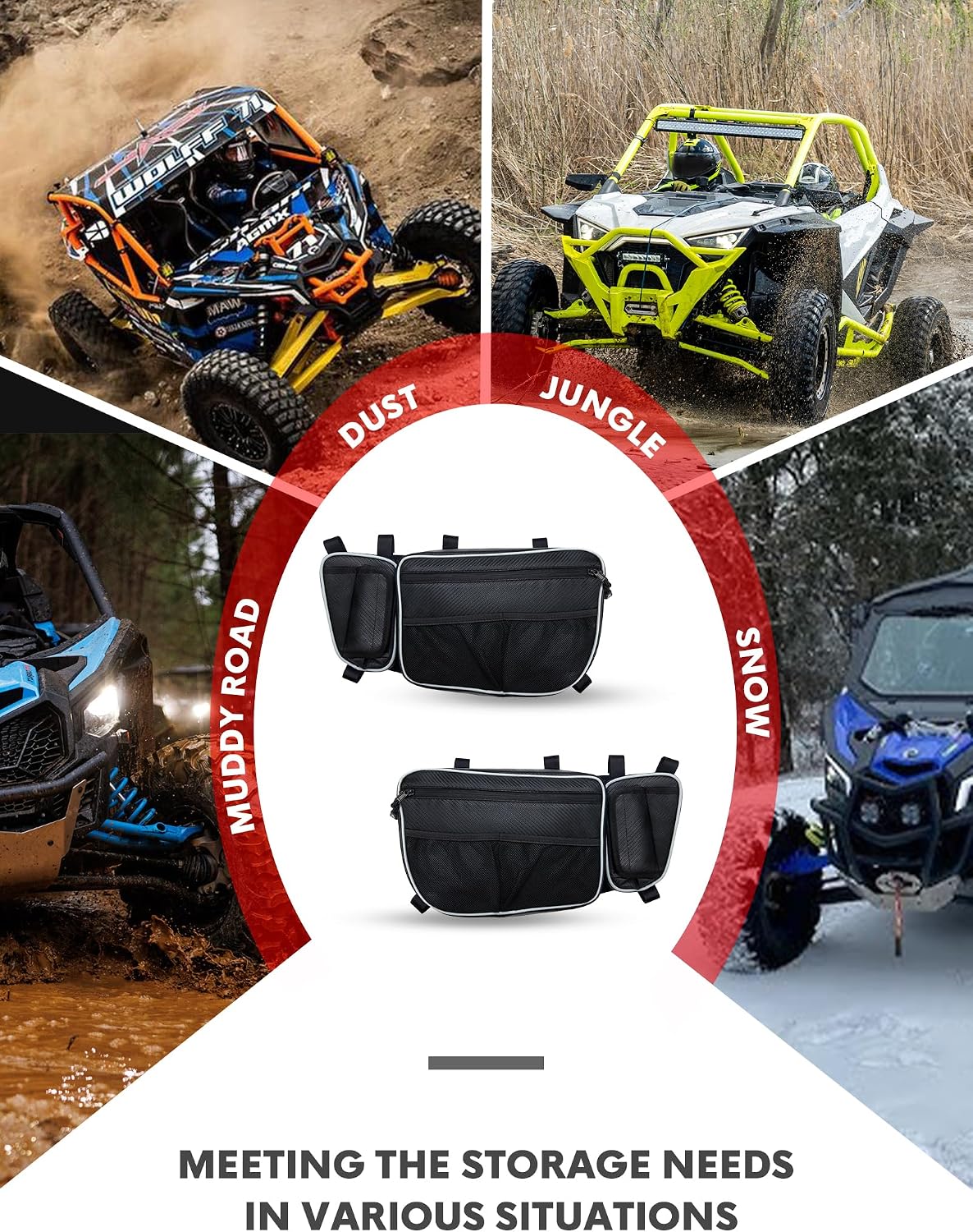 ZIDIYORUO Door Storage Bags for Can Am Maverick X3 (2017-2026), Heavy Duty 1680D Waterproof UTV Front Door Organizer with Removable Knee Pad & Cup Holder, Sold as Pair