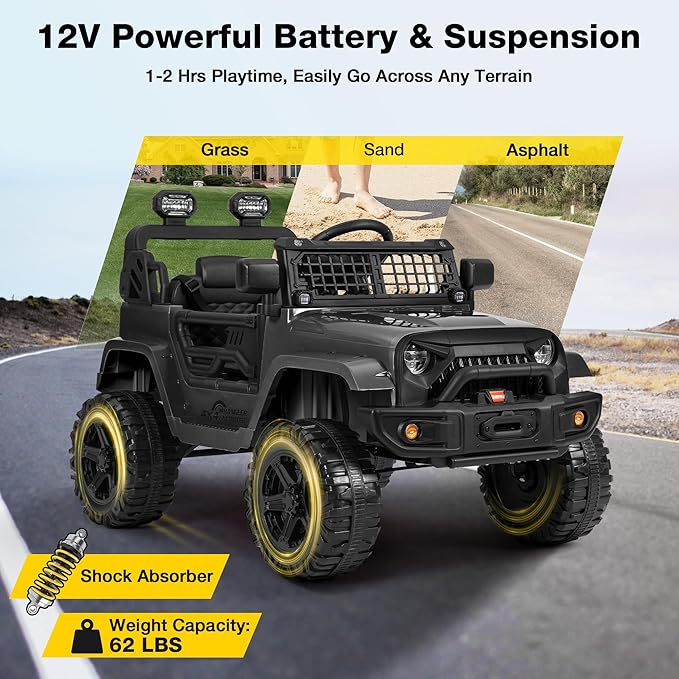 12V Ride On Truck for Kids, Electric Cars for Toddlers w/Remote Control - Image 3