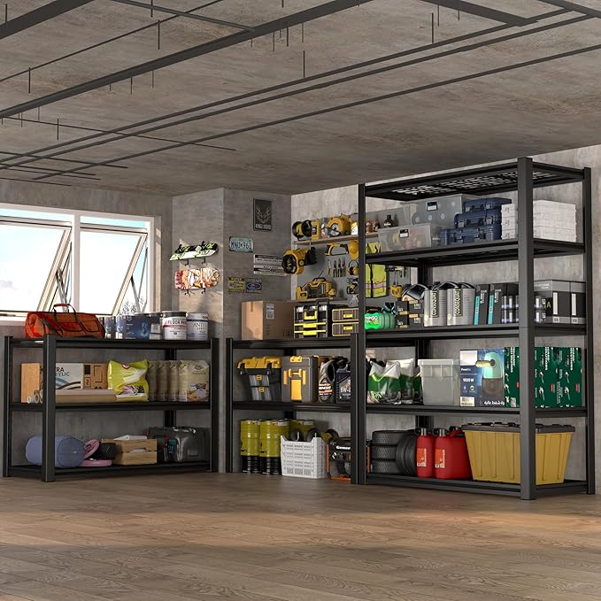 Garage Shelf, Heavy Duty Storage Rack Load 3000lb, 5-Tier Metal Garage Shelving - Image 4