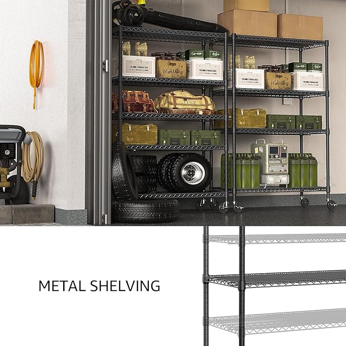 IZEUK Garage Shelving Wide Storage Shelves 5 Tier Metal Shelves Heavy Duty - Image 7