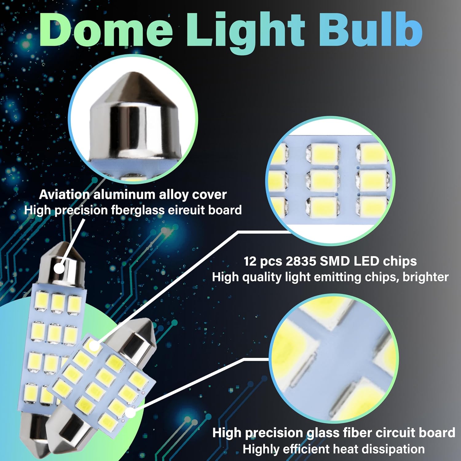 ecocstm 24 PCS Interior Led Dome Lights for Cars, 194 T10 DE3175 578 31mm 42mm Luces Led Para Carro, Car Accesorios Map Door Side Marker Cornering Trunk Light (White)