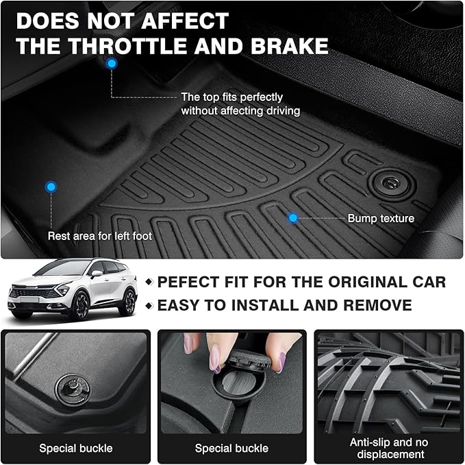 Powerty Floor Mats for 2023-2025 Kia Sportage Hybrid Accessories All Weather - Image 4