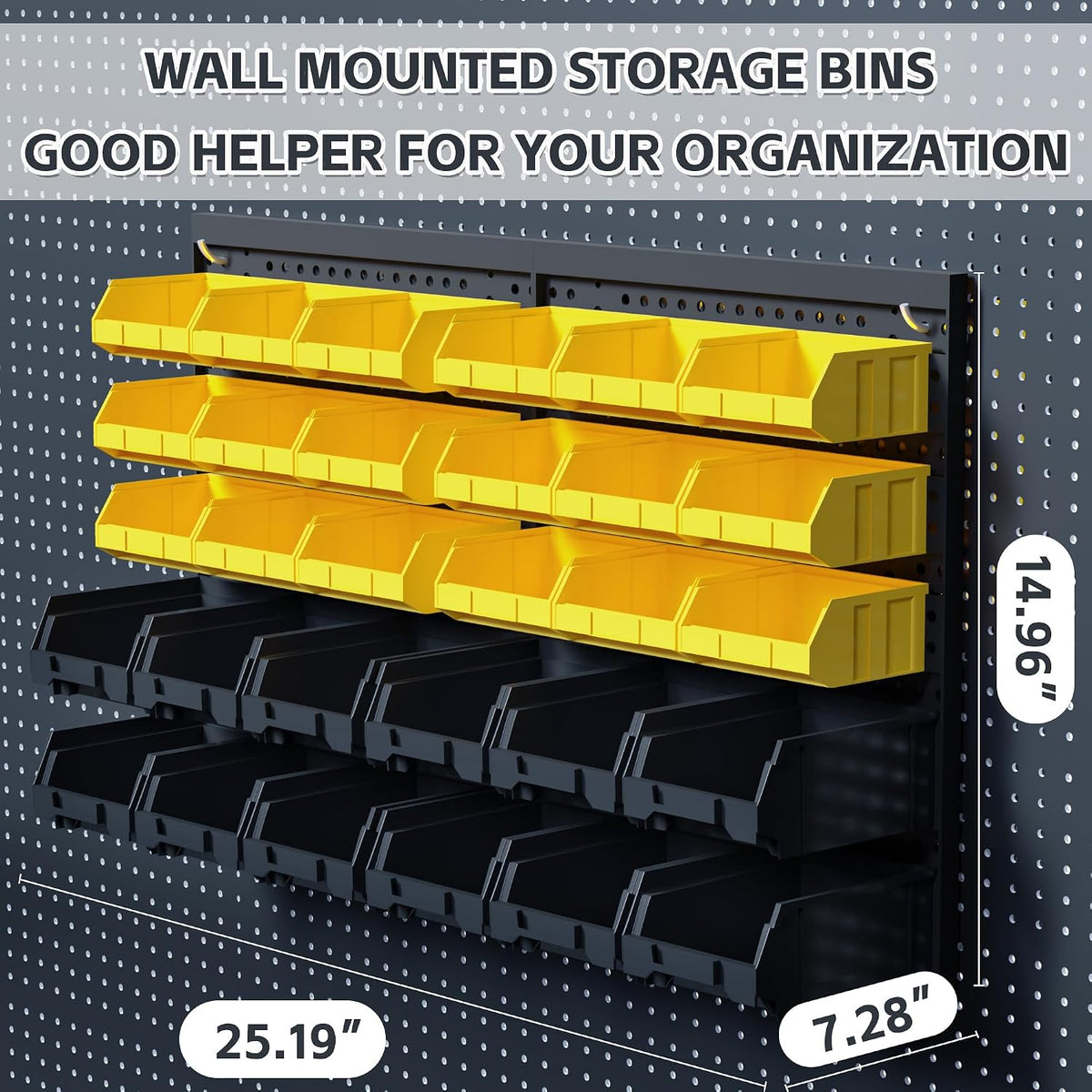 kje 30pcs wall mounted storage bins, plastic tool shown in use