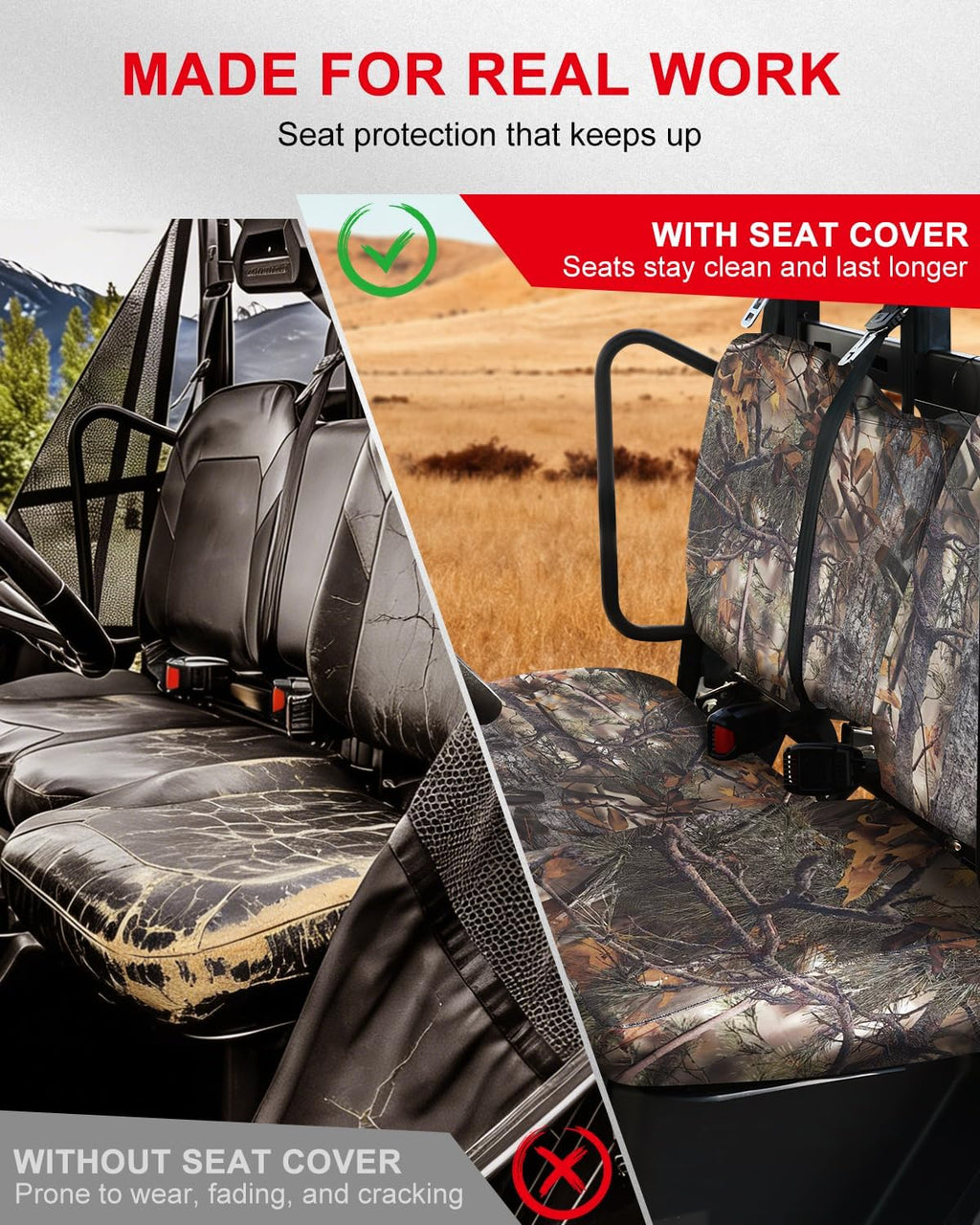 UTV Seat Covers Compatible with Polaris Ranger Crew 1000 Premium 2020–2025 and Ranger Crew XP 1000 2017–2021, Waterproof 1680D Oxford-Fabric Camo Seat Covers for Outdoor