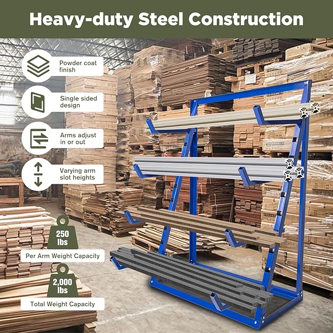 4 Tier Steel Horizontal Storage Rack, Heavy Duty Free Standing Bar Storage - Image 5