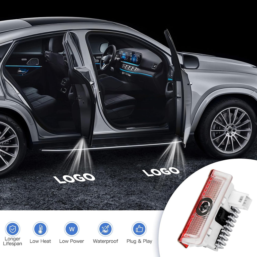 Car Door Lights Logo Projector - 4K HD Puddle Lights for A/B/C/E/S/CLA/CLS/GLA/GLB/GLC/GLE/GLS/G/SL-Class/AMG GT 4-Door/V-Class/Metris Series (4 Pack)