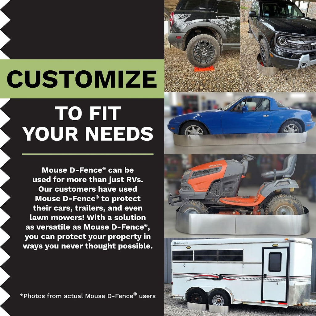Stop Mice from Getting in Your Camper and RV. Mouse D-Fence™ Tire Guards Protect Your Camper, RV, and Travel Trailer from the Damage Caused by Mice.