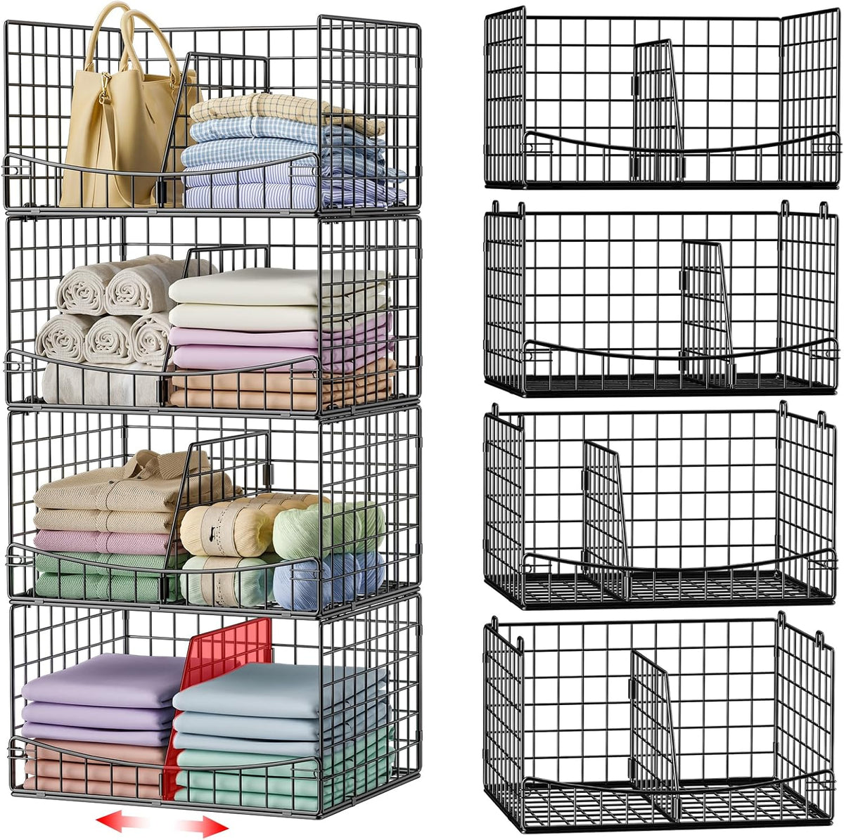 hongtamoya 4-tier closet organizers and storage basket with, main product view