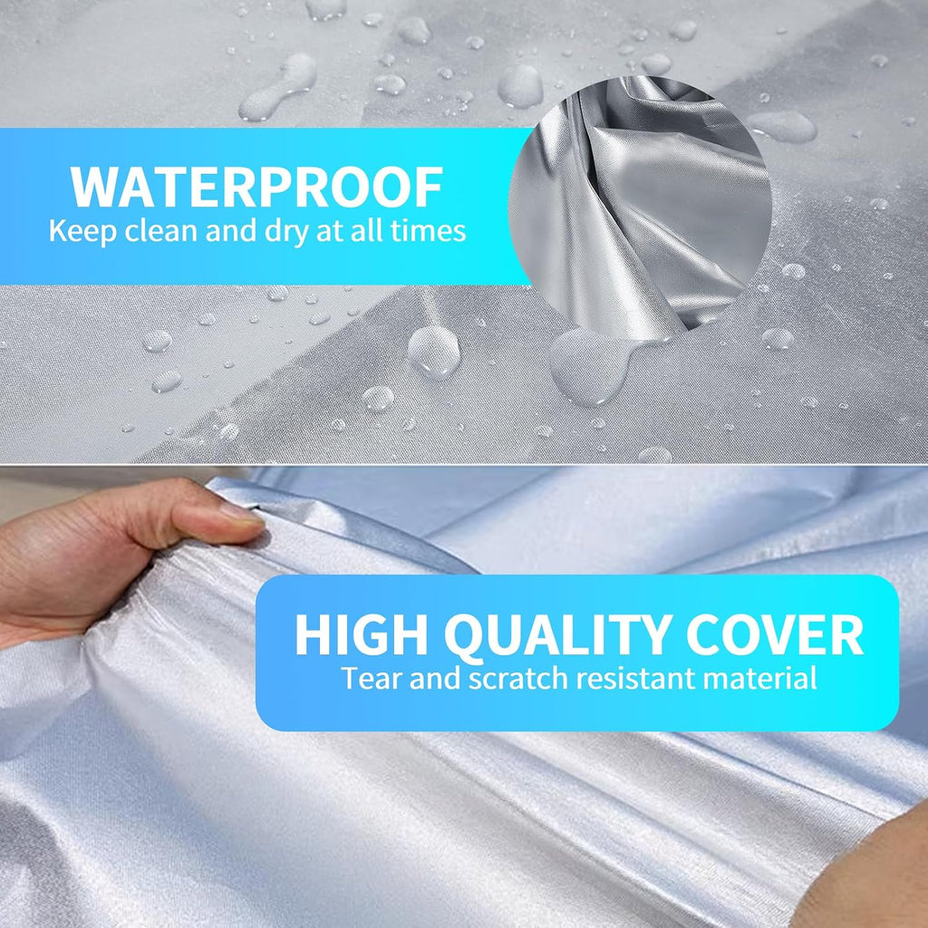 GARGOYLE BELLS Motorcycle Cover Seat Shade Cover Bike Covers Lightweight Half Covers Outdoor Sun Protection All Season Fits Various Motorcycle Models - Silver, L