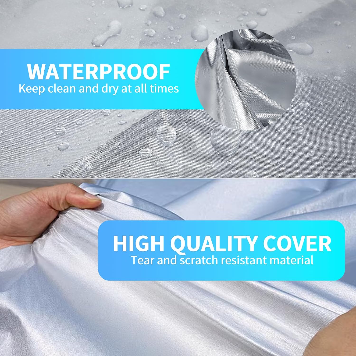 GARGOYLE BELLS Motorcycle Cover Seat Shade Cover Bike Covers Lightweight Half Covers Outdoor Sun Protection All Season Fits Various Motorcycle Models - Silver, L