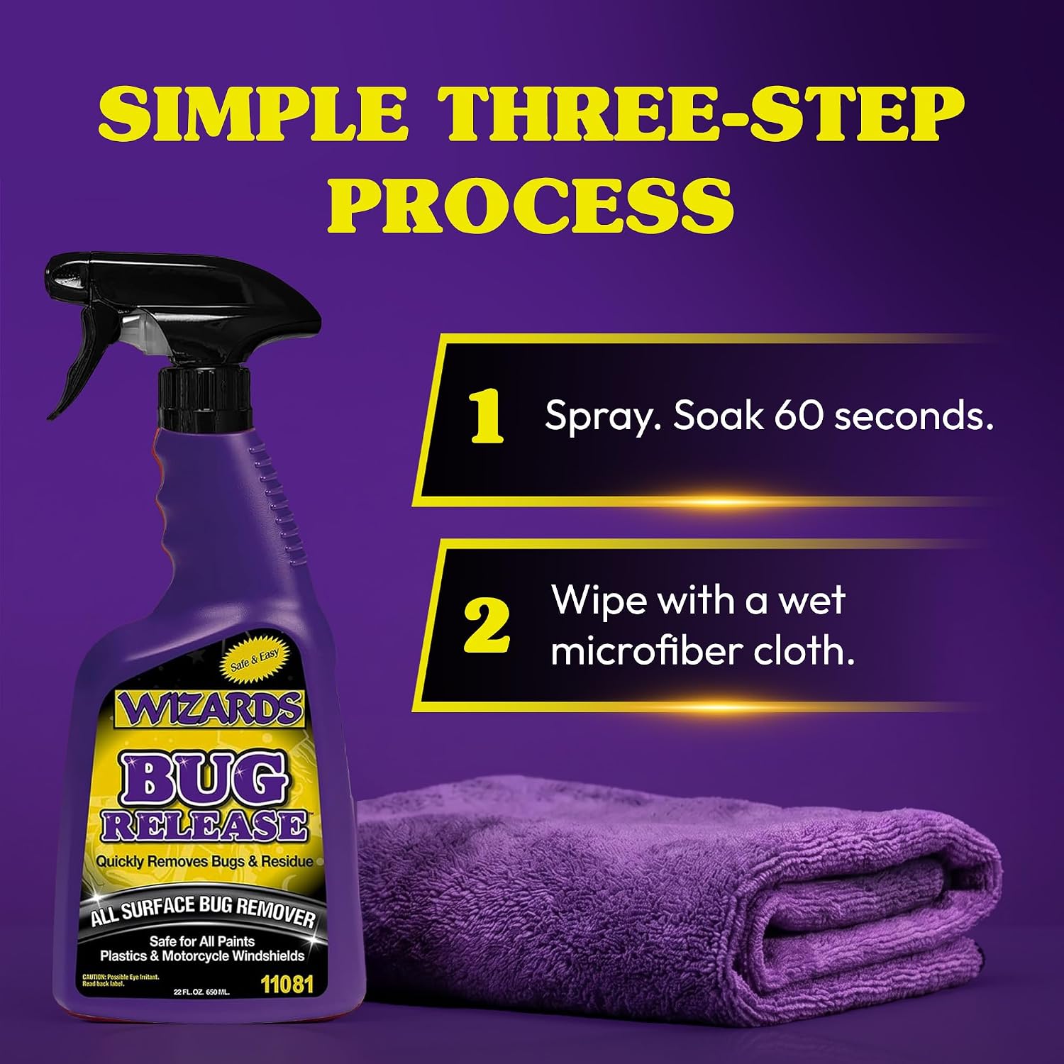 Wizards Bug Release - All Surface Bug Remover and Wash for All Vehicles - Softens and Neutralizes Acidic Bug Protein - Doubles as Spot Cleaner and Pre-Soak Car Cleaner - 22 Fl Oz