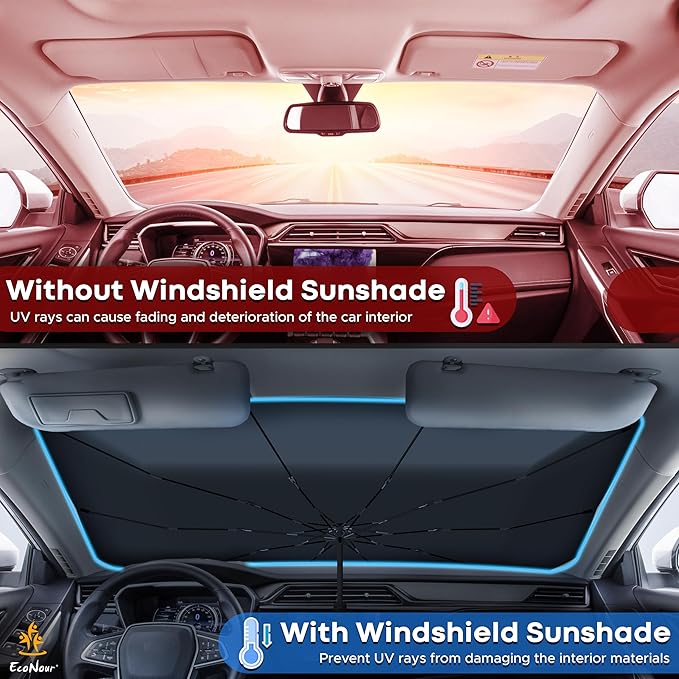 EcoNour Car Umbrella Windshield Sun Shade | Foldable UV Blocker Sun Shade | - Image 2