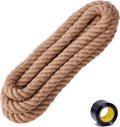 Natural Jute Rope 1 Inch × 25 Ft [Heavy Duty 4 Strands Twisted Manila] Hemp Rope for Swing Bed, Crafts, Railing, Tug of War, Landscaping, Gardening, Bundling, Hammock, Home Decorating