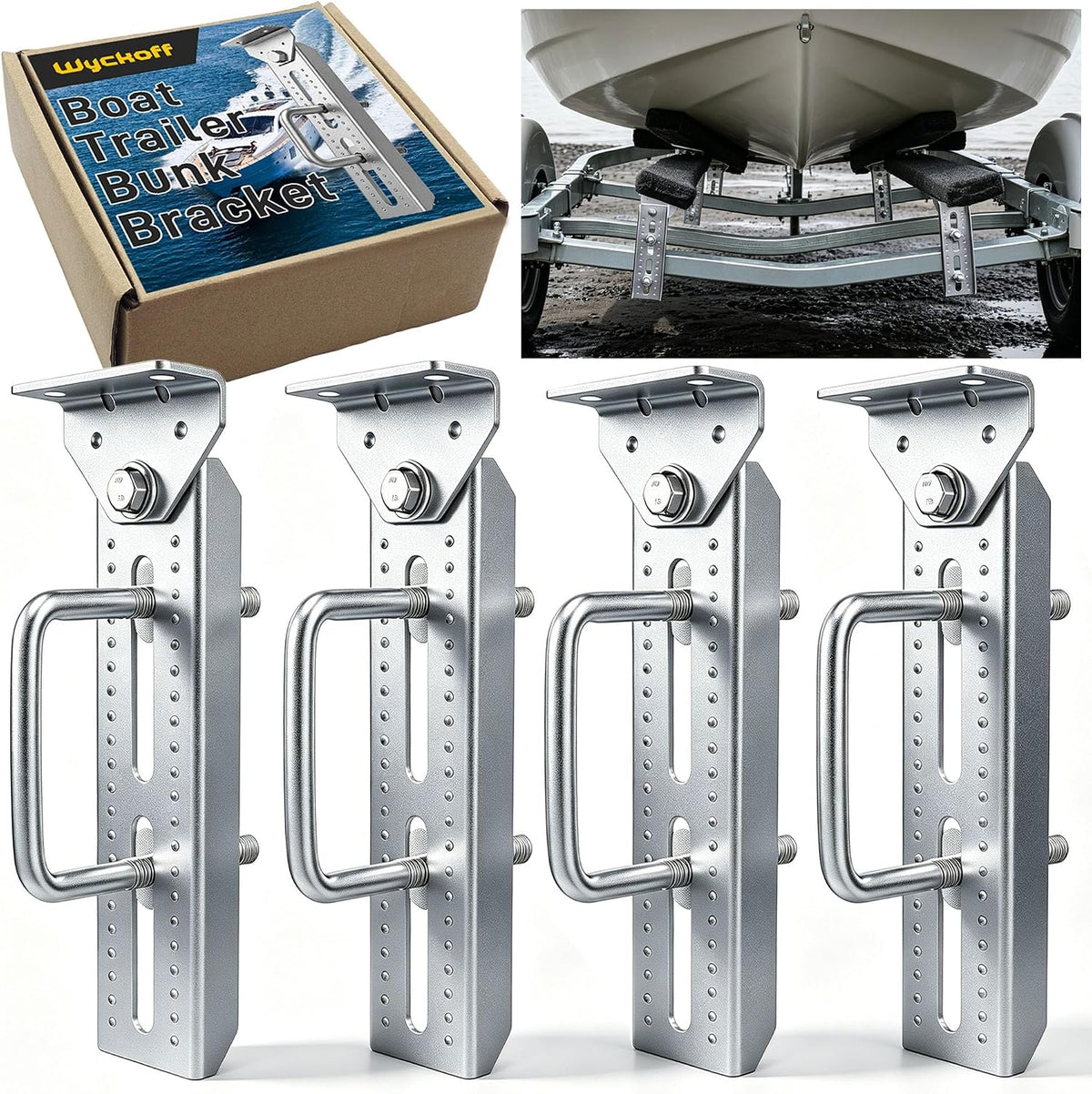 wyckoff 12" boat trailer bunk brackets 4-pack,heavy duty, main product view