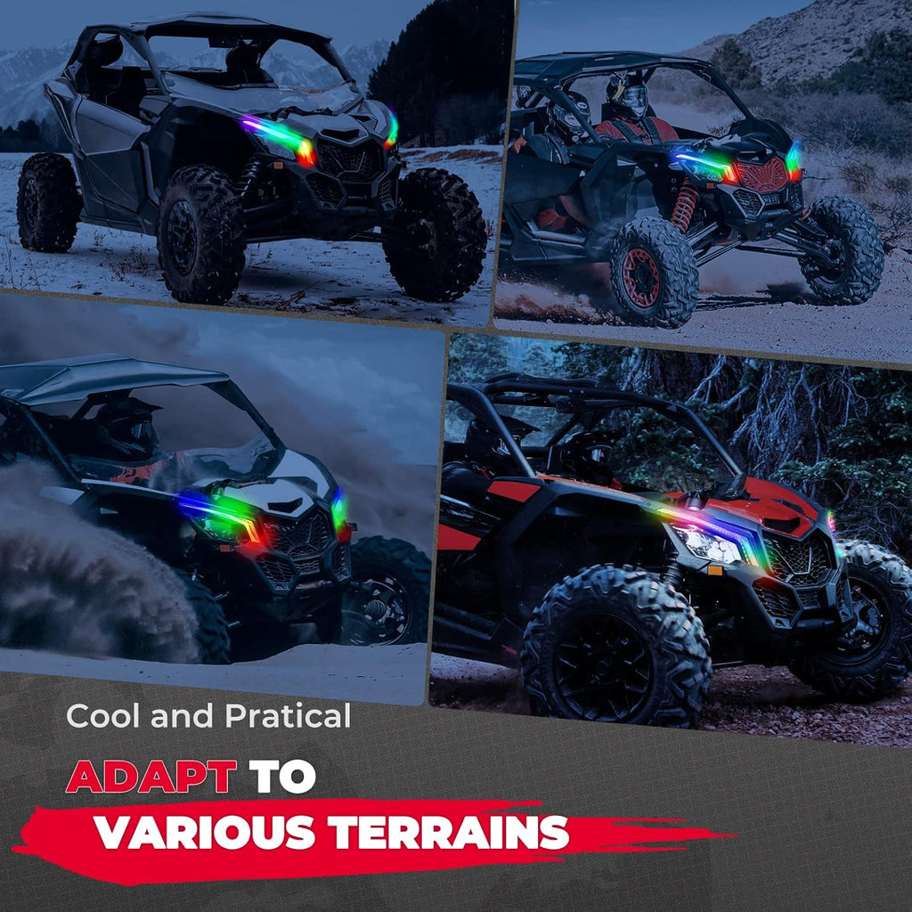 KEMIMOTO X3 Fang Lights RGB Compatible with Can Am Maverick X3 and MAX Models 2017-2026, Front Signature Light Assembly DRL Lighting