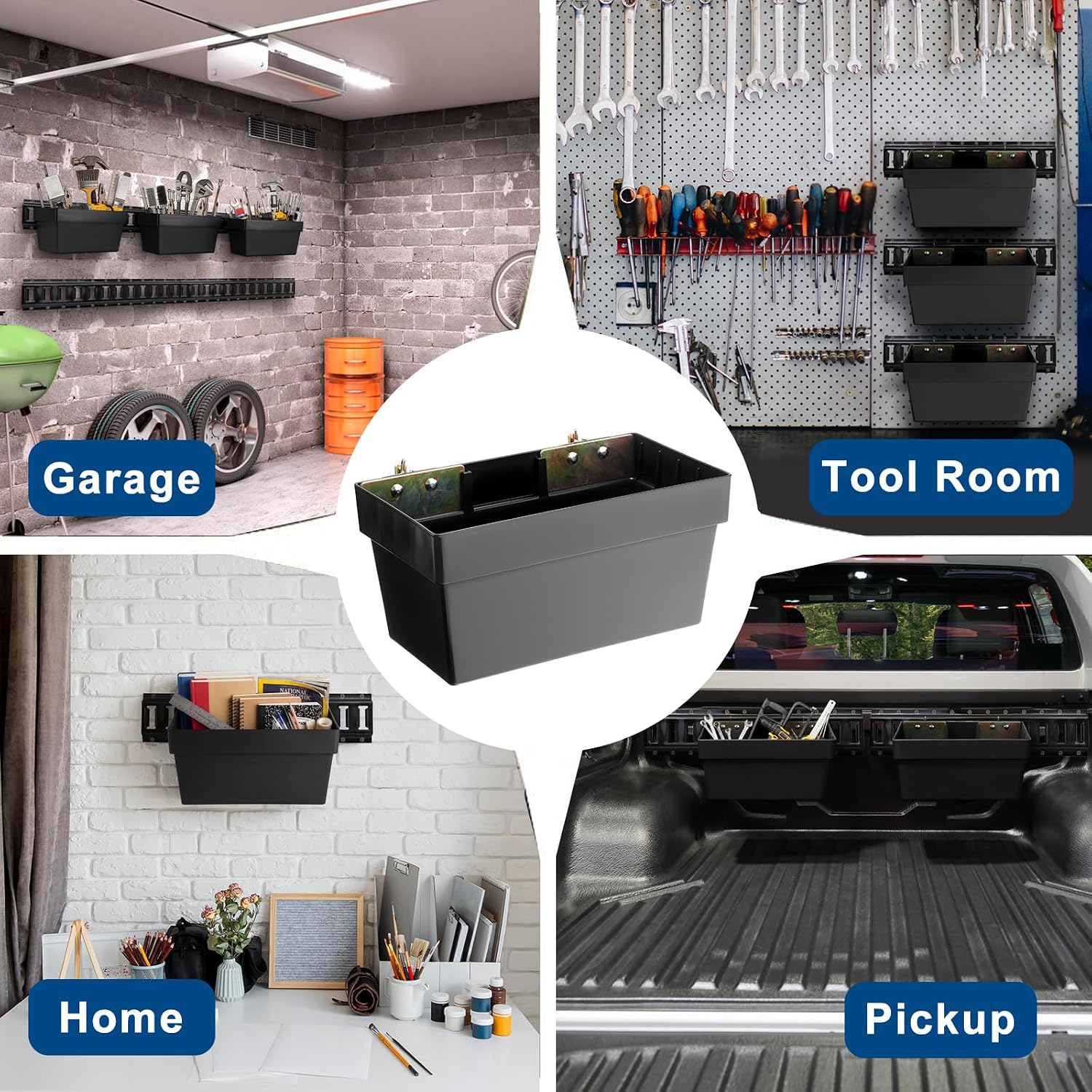 3 Pack Heavy Duty E Track Storage Bins, E-Track Accessories Tool Organizer for Enclosed Trailer, Truck, Cargo Van, Garage, Durable Plastic Storage Baskets for E-Track Rail System, 13 Inch