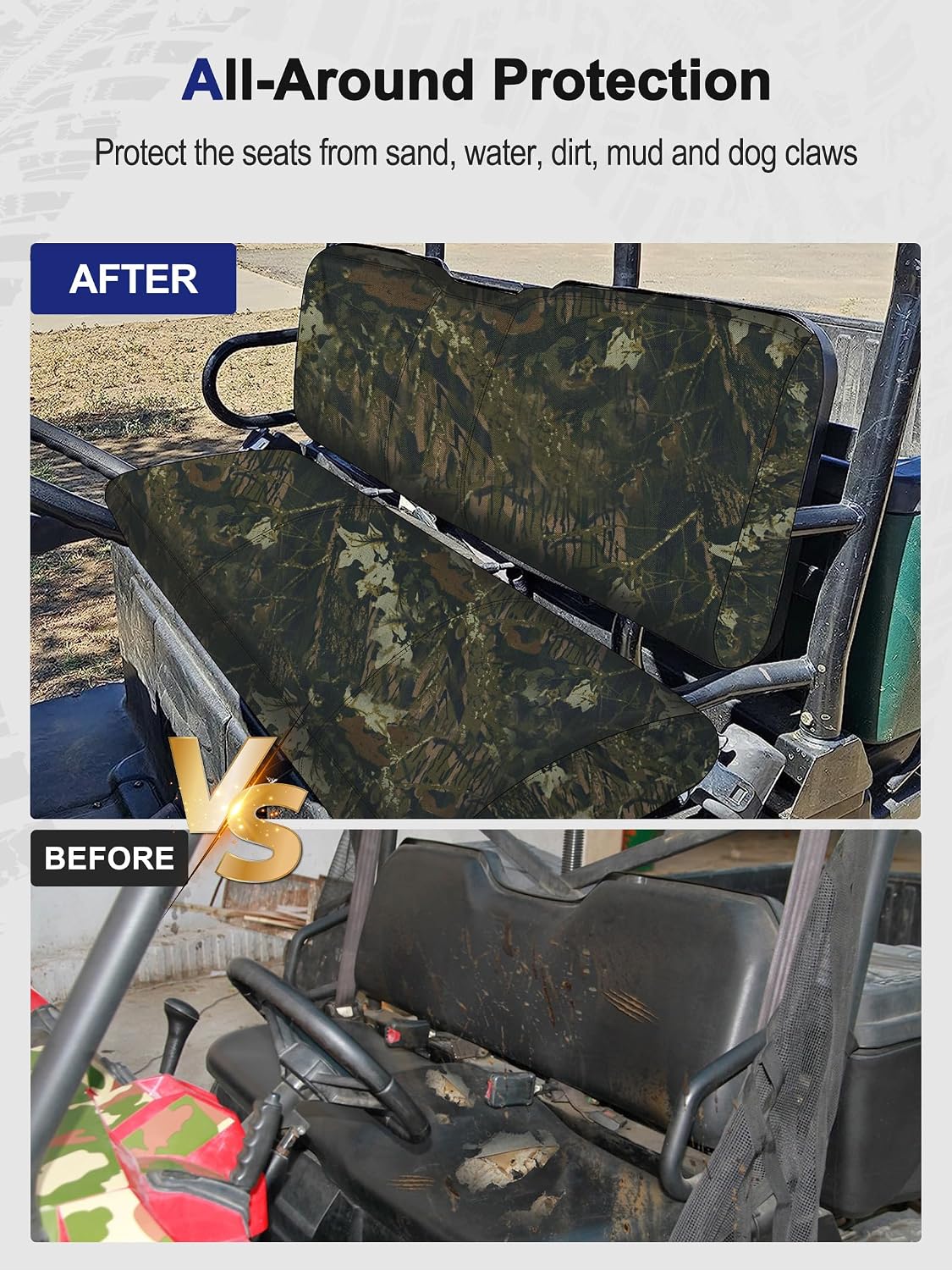 ZIDIYORUO Camo Ranger Seat Covers for Polaris Ranger 500 700 800 2002-2008 | Waterproof Oxford Fabric with PU Coating, Snug Fit UTV Bench Seat Protector Shields Seats from Pet Scratches, Dust & Mud