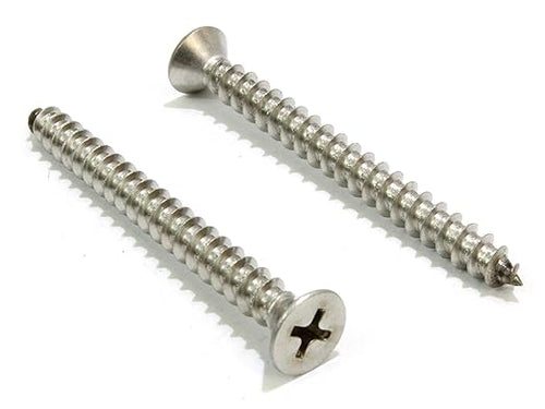 #8 X 1'' Stainless Flat Head Phillips Wood Screw, 18-8 Stainless Steel Screws by BoltDropper