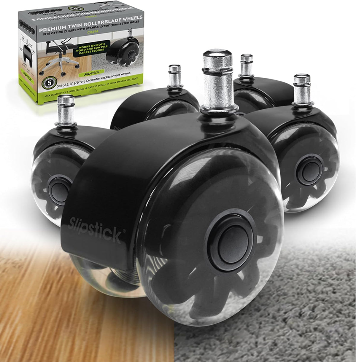 monster 3” dual rollerblade office chair wheels (set, main product view