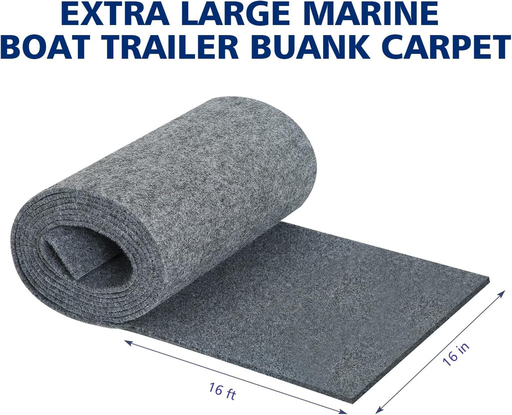 16in x 16ft Extra Large Boat Trailer Bunk Carpet - Marine Grade Padding for Boat Trailers Jet Ski Ramps Garages Docks Bunk Board Carpet