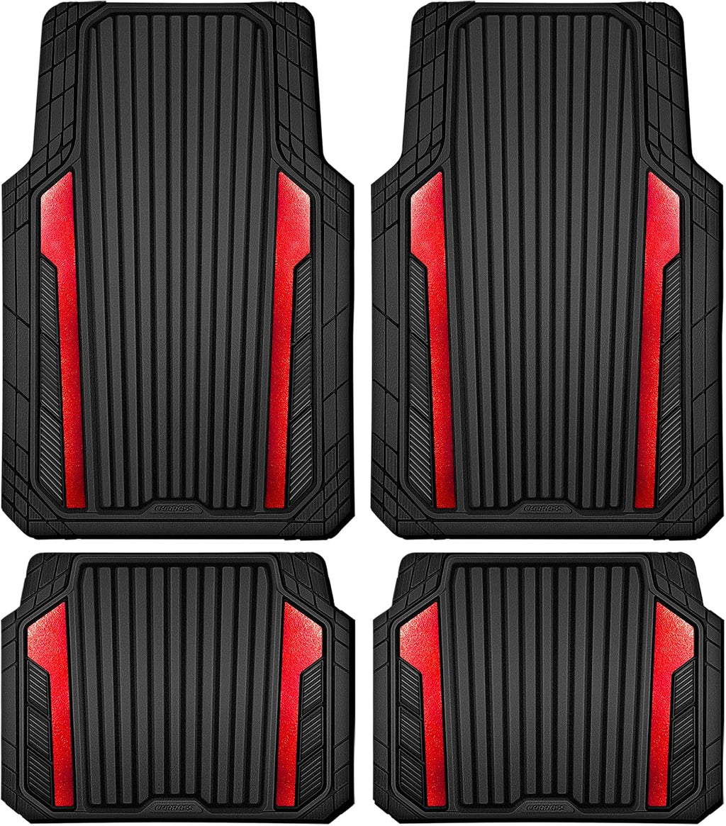 CAR PASS Heavy Duty Rubber Car Mats Metallic, Aluminum Film All Weather Floor