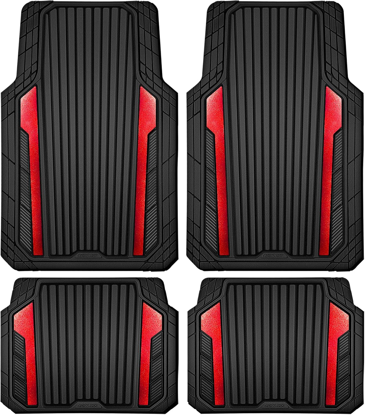 CAR PASS Heavy Duty Rubber Car Mats Metallic, Aluminum Film All Weather Floor