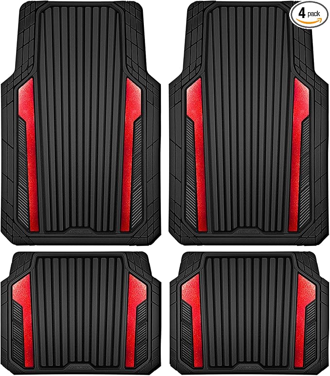 CAR PASS Heavy Duty Rubber Car Mats Metallic, Aluminum Film All Weather Floor by CARPASS